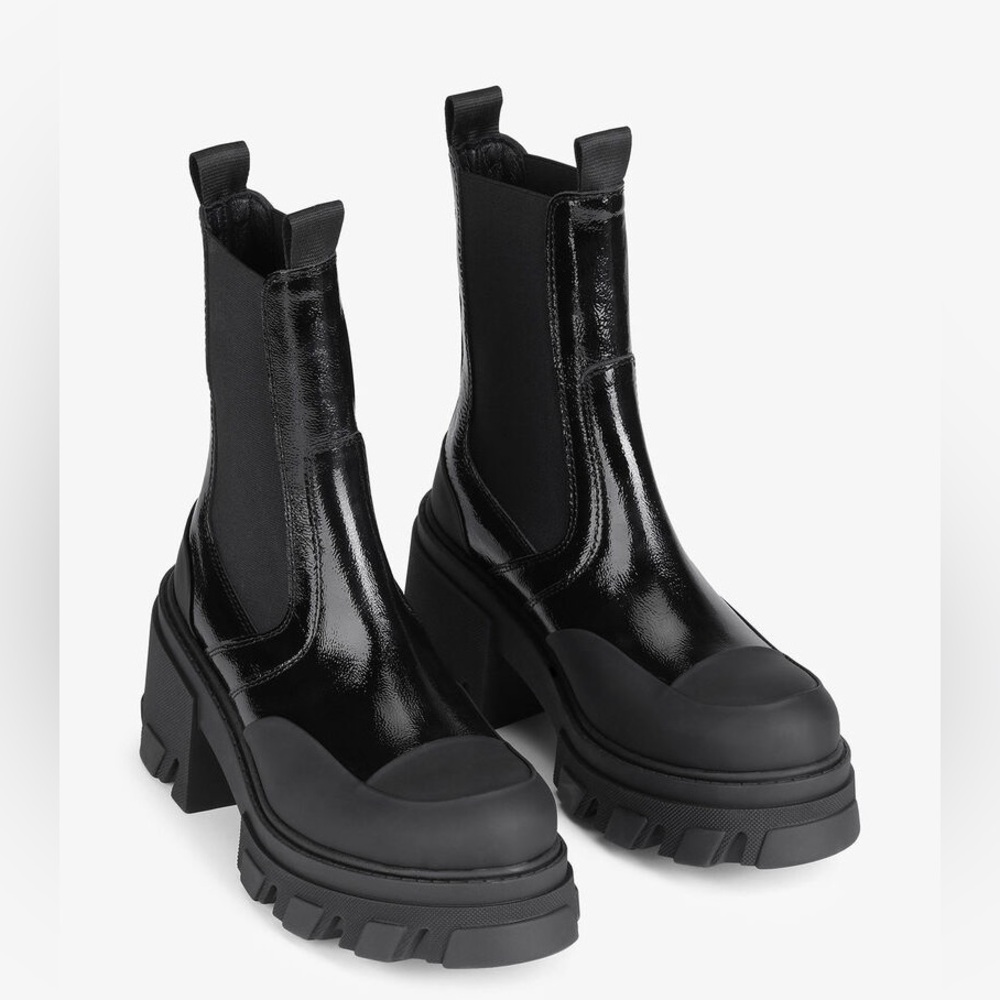 Ganni - Cleated Heeled Mid Chelsea Boots
